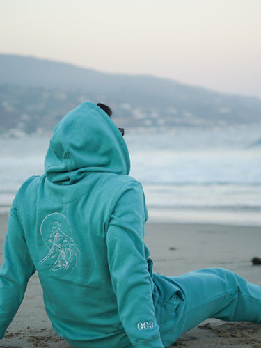 man sitting on beach